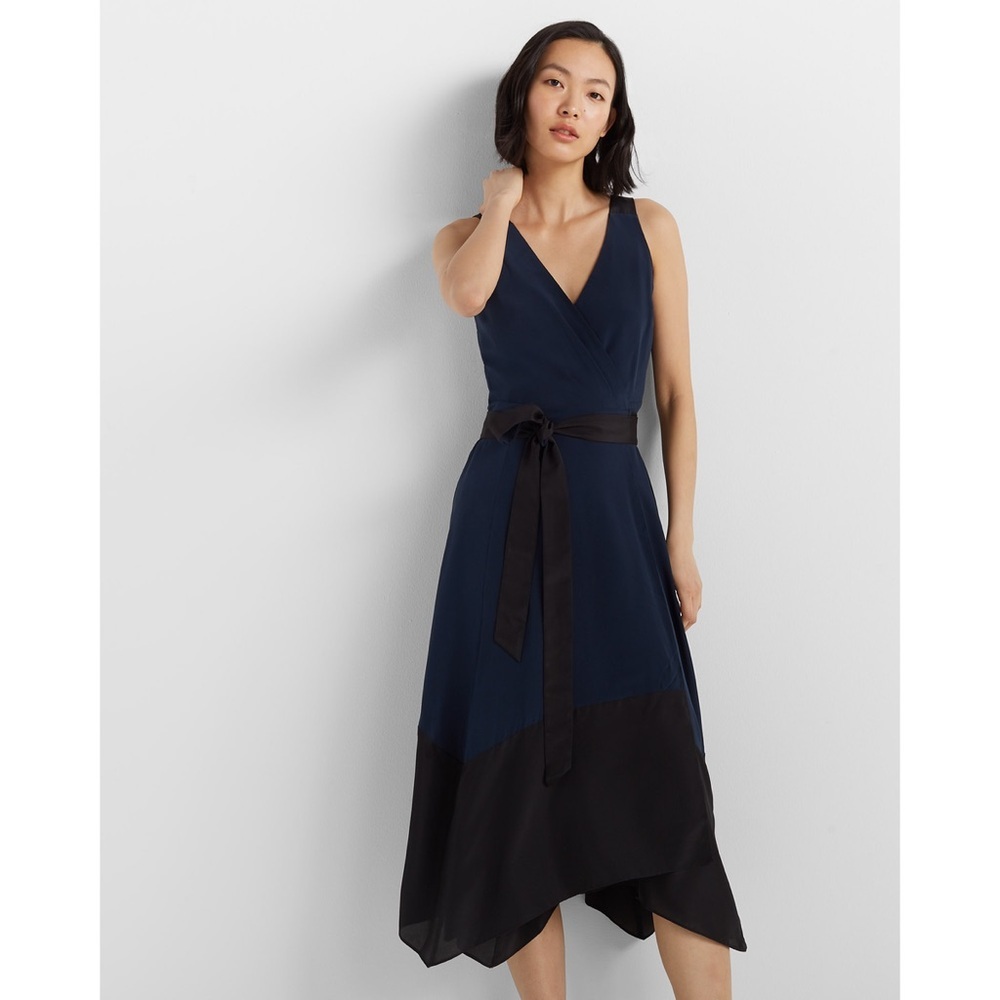 Club Monaco Colorblock Wrap Dress, Size:2